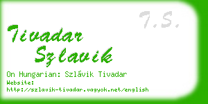 tivadar szlavik business card