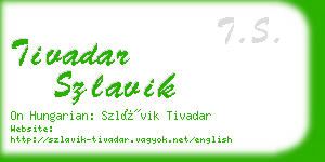 tivadar szlavik business card